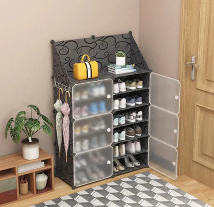 Raft Organizator pentru Încălțăminte cu Uși Anti-Praf si Poliță Superioară 80x120 cm