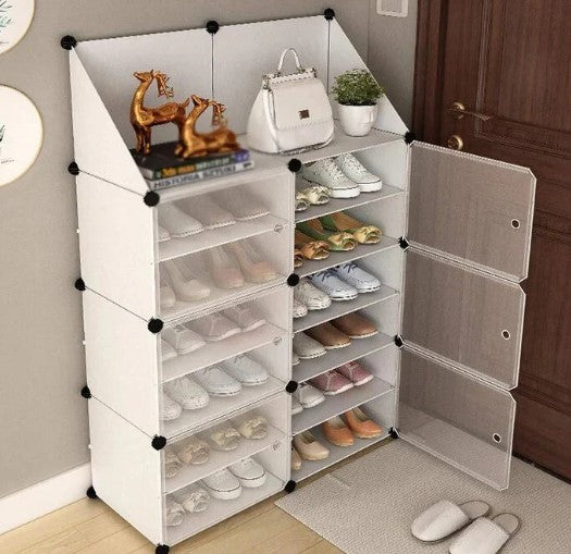 Raft Organizator pentru Încălțăminte cu Uși Anti-Praf si Poliță Superioară 80x120 cm