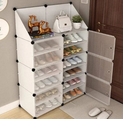 Raft Organizator pentru Încălțăminte cu Uși Anti-Praf si Poliță Superioară 80x120 cm