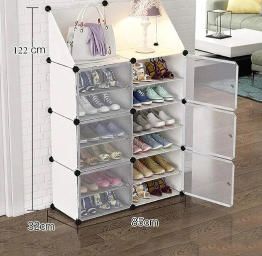 Raft Organizator pentru Încălțăminte cu Uși Anti-Praf si Poliță Superioară 80x120 cm