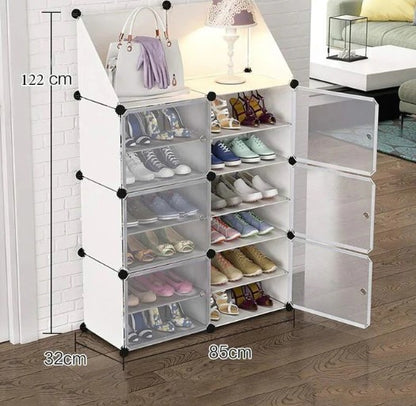 Raft Organizator pentru Încălțăminte cu Uși Anti-Praf si Poliță Superioară 80x120 cm