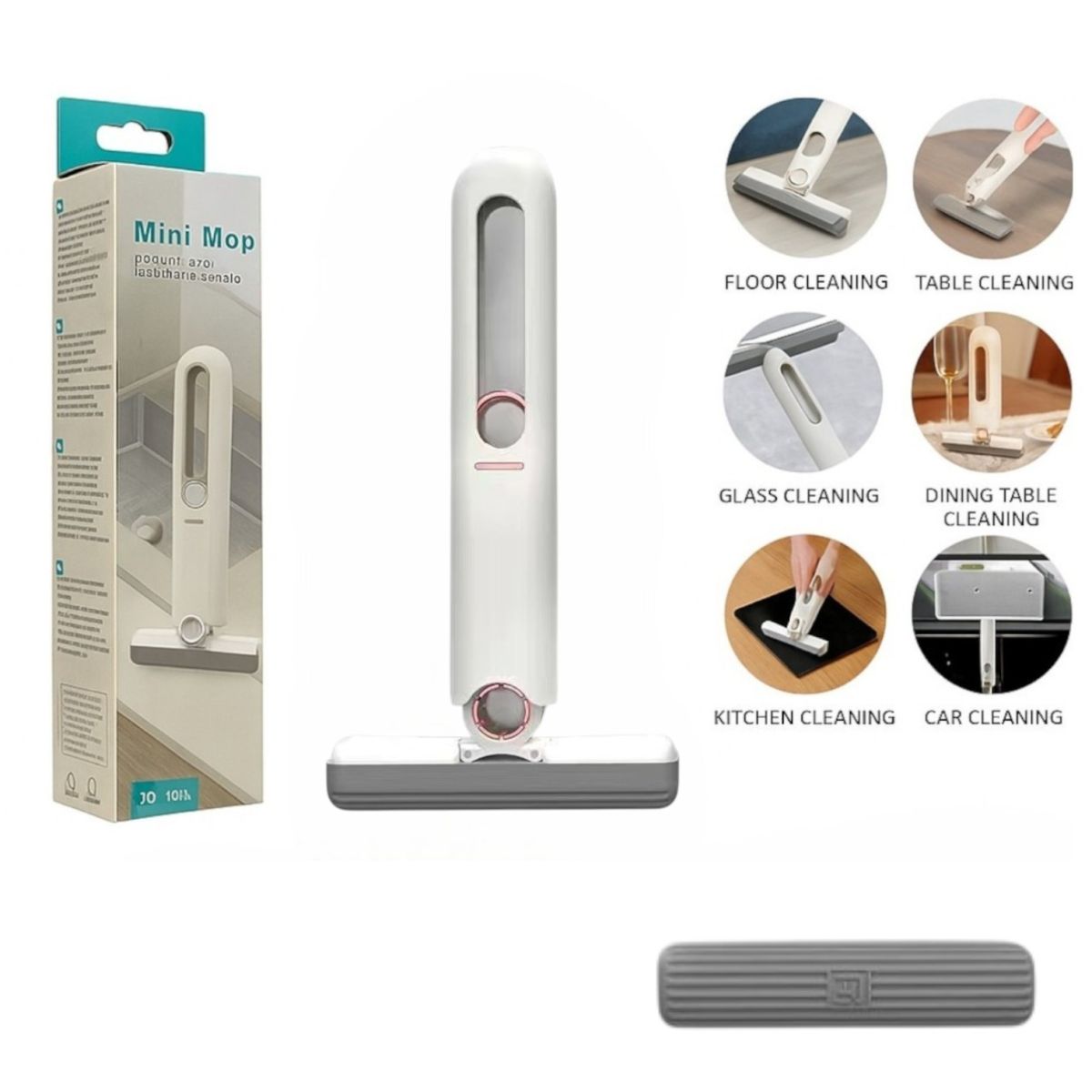 Mini Mop 29x12cm de Mana cu Burete Pliabil, pentru Curatarea Suprafetelor